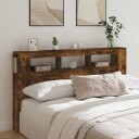  Sengegavl med LED røkt eik 180x18,5x103,5 cm konstruert tre 8721012259461