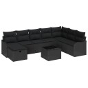 vidaXL Sofa sett med pute med lagring Svart polyrotting