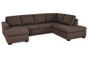 Crazy 4 seters Høyrevendt U formet Large Sofa med Divan og Sjeselong i Stoff   Brun