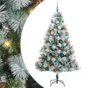 vidaXL Kunstig juletre Grønn og hvit 210 cm PVC og Metall og Plast