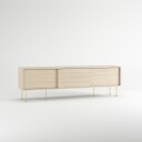 Decotique Vogue Mediabenk Med Ben 180 Cm White Pigmented Oak / Messing   TV benker og mediebenker Eikefanér Hvitpigmentert Eik   1105123 3WO LB