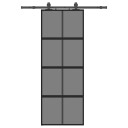 vidaXL Skyvedør med monteringssett svart 76x205 cm herdet glass