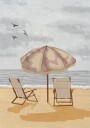 Seaside Umbrella Chairs Plakat / 30x40