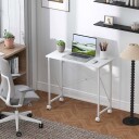 Sammenleggbart skrivebord med hjul – kompakt mobilt hvitt 80x40 cm