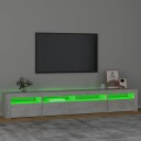 vidaXL TV-benk med LED-lys betonggrå 240x35x40 cm