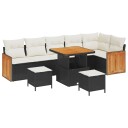 vidaXL Hagesofa Set 9 stk. 9-Antall seter Svart og krem