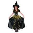 Heks gull kostyme 9-10 år (130-140 cm)