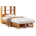  Seng med bokhylle uten madrass voksbrun 100x200 cm heltre 8721158627032