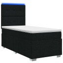 vidaXL LED boksseng med madrass med hodegjerde Svart 90 x 190 cm Stoff