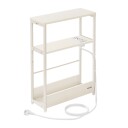 Smalt sidebord 18 x 45 x 58 cm med innebygd strømuttak   Hvit