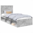  Sengestamme med hodegjerde Betonggrå 75 x 190 cm Massiv furu