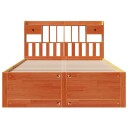  Seng med bokhylle uten madrass voksbrun 160x200 cm heltre furu 8721158383952