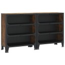 vidaXL Oppbevaringsskap 2 stk rustikk brun 72x36x82 cm metall og MDF