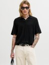 Jack & Jones Jjebradley Knit Split Neck Ss Sn Black XL