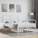 vidaXL Sengeramme i metall med hode- og fotgavl hvit 120x190 cm 8720845881856