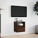  Vegghengt TV-benk med LED brun eik 41x31x45 cm 852325