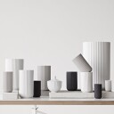 Lyngby Porcelæn Vase 15 cm Hvit med sorte striper