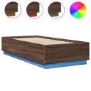  Sengeramme med LED-lys brun eik 90x200 cm konstruert tre 8721012273733