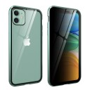INCOVER iPhone 11 Magnetisk Metall Deksel m. Glass Foran og Bak m. Privacy Glass - Grønn