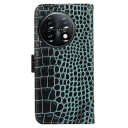 Crocodile Series OnePlus 11 Lommebok-deksel I Lær med RFID Grønn