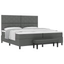  Box Spring Seng med madrass & benk mørk grå 200x200 cm stoff