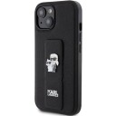 Karl Lagerfeld Hardcase til iPhone 15 6.1" Gripstand Saffiano Svart med Karl&Choupette Pins
