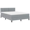  Box Spring Seng med Madrass Lysegrå 140x200 cm Stoff