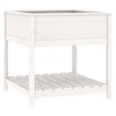 vidaXL Plantekasse med hylle hvit 82,5x82,5x81 cm heltre furu