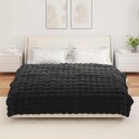  Faux kaninullteppe 4 pcs Svart 150 x 220 cm Polyester
