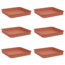 vidaXL Firkantet Blomsterbrett 6 stk. Klinker Rød 15 x 15 x 2 cm Plast