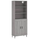  Highboard grå sonoma 69,5x34x180 cm konstruert tre