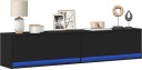  Vegghengt TV-benk med LED svart 180x31x38 cm