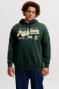 Jack & Jones Plus   Hettegenser Jjelogo Sweat Hood 2 Col Aw26 Sn Pl   Blå