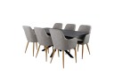 Venture Design Piazza & Comfort spisegruppe Grå/grå 6 st stoler & bord 180 x 90 cm