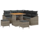 vidaXL Hagesofa Set 8 stk. 7-Antall seter Grå Poly rattan