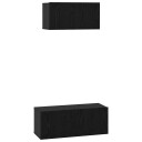  TV benksett 2 pcs Svart eik 80 x 30 x 30 cm Konstruert tre