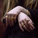IX Studios Cushion Signet Tiger Eye Ring 22 kt. Gullbelagt sølv DMN0282GDTE--50 - Unisex - 925 sterling silver