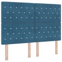  Bokfjær Seng med Madrass & LED Mørk Blå 160x200 cm Fløyel