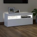 vidaXL TV-benk med LED-lys hvit 90x35x40 cm
