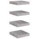  Flytende vegghyller 4 stk betonggrå 23x23,5x3,8 cm MDF