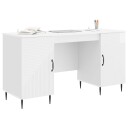 vidaXL Skrivebord Høgglans hvit 142,5 x 50 x 75 cm Konstruert tre