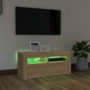 vidaXL TV-benk med LED-lys sonoma eik 90x35x40 cm
