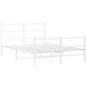 vidaXL Sengeramme i metall med hode- og fotgavl hvit 140x200 cm 8721012303300