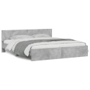 vidaXL Sengeramme med hodegavl betonggrå 160x200 cm 8721012246898