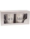 Mr. and Mrs. Right - 2 stk 25 års Jubileumskrus med Tekst