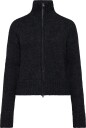 Weekday Soft Knitted Fitted Zip Cardigan   OFF BLACK   S
