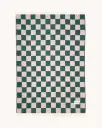 Maison Deux Checkerboard Pledd Mørk Grønn/Rosa