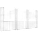 vidaXL Gabionkurv u formet med 4 stolper jern 380x20x200 cm