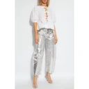 Ganni Cotton Poplin Peplum Blouse   White   38