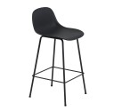 Muuto Fiber Barstol Tube m/rygg H:65 Svart/Svart